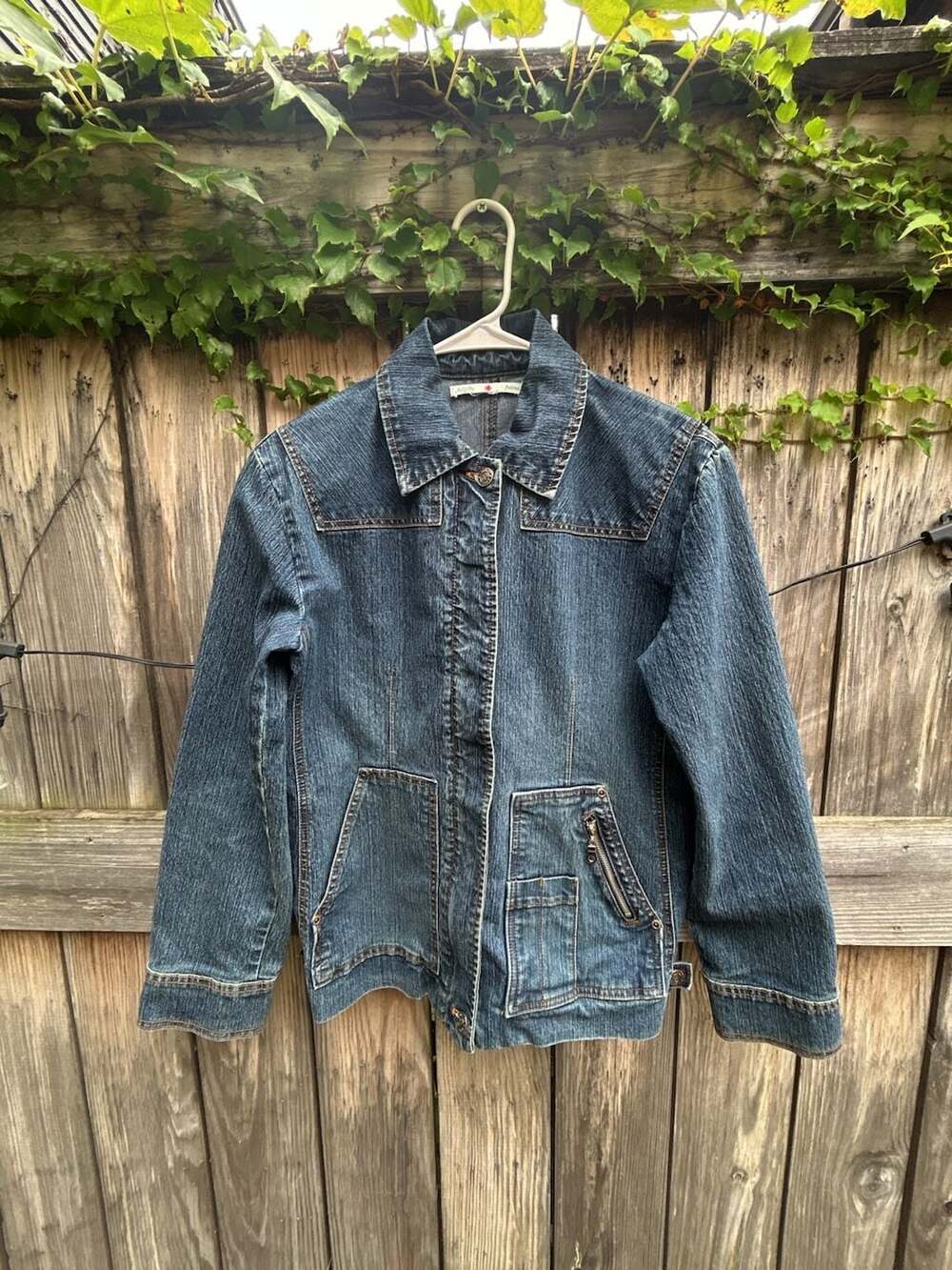 Y2K Adolfo Jeans Blue Denim Jacket with Pockets Full Zip